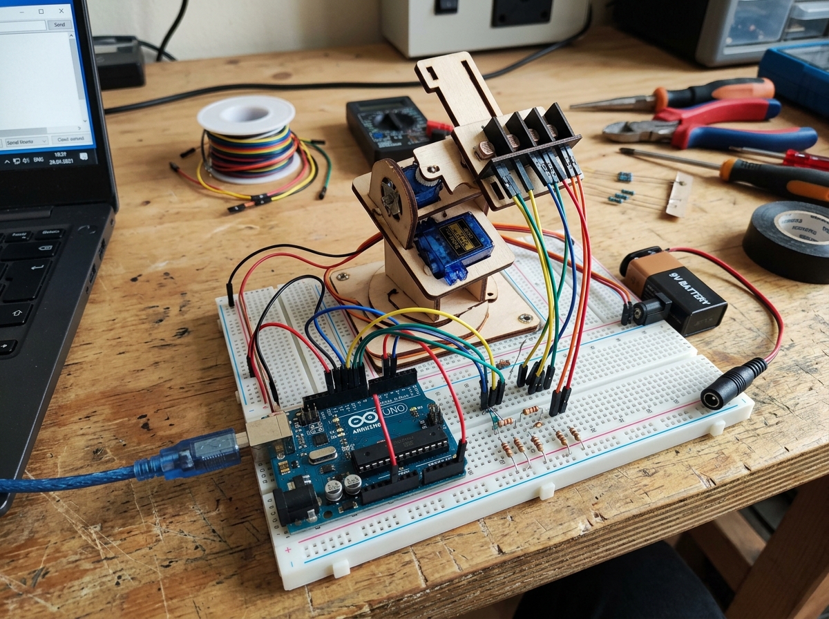 Arduino circuit assembly for a solar tracker project - build a solar tracker