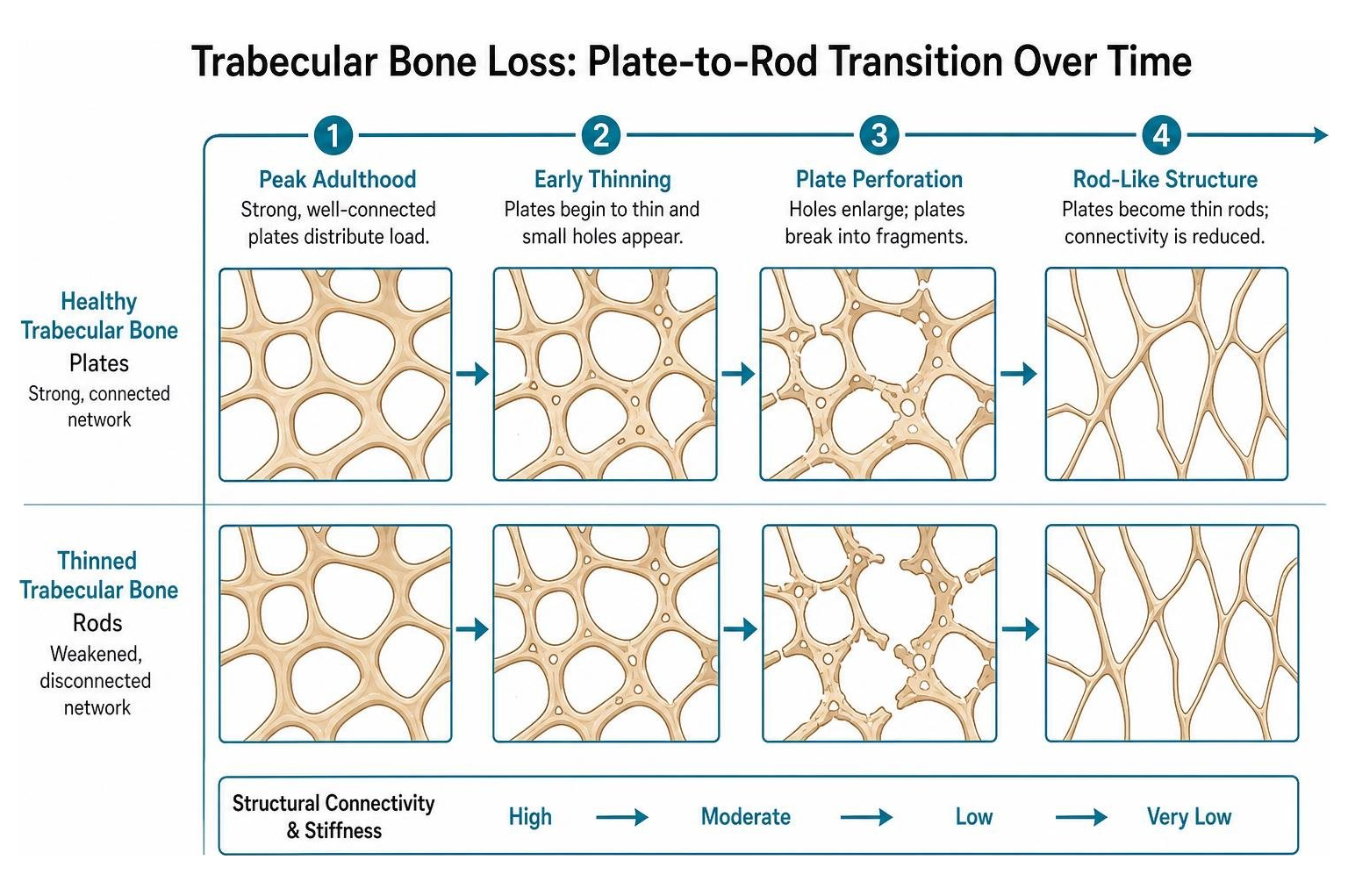 timeline comparison of healthy bone plates versus thinned bone rods