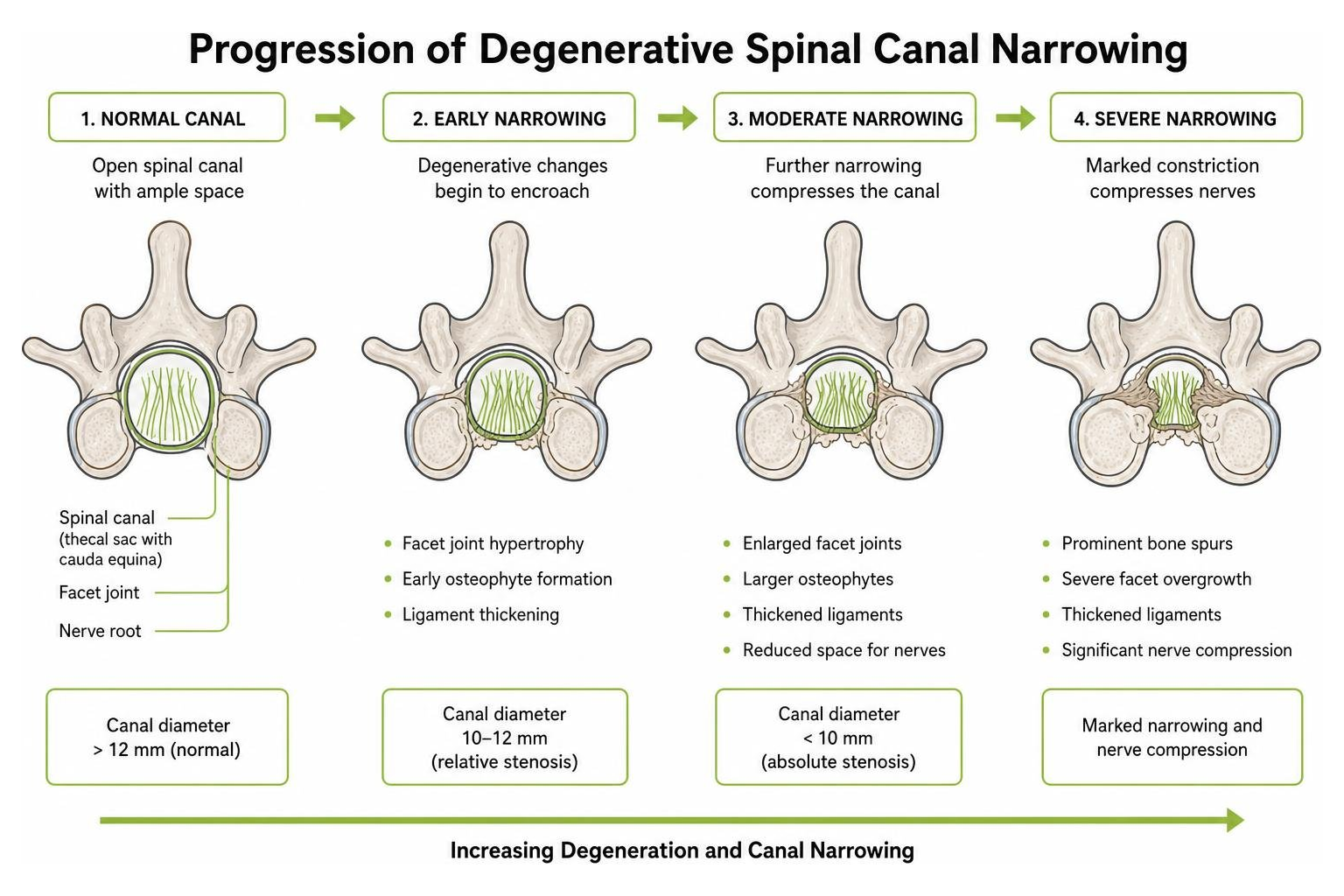progression of degenerative spinal canal narrowing