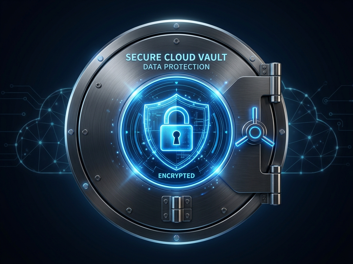 Secure digital vault icon representing cloud data protection - free photo storage