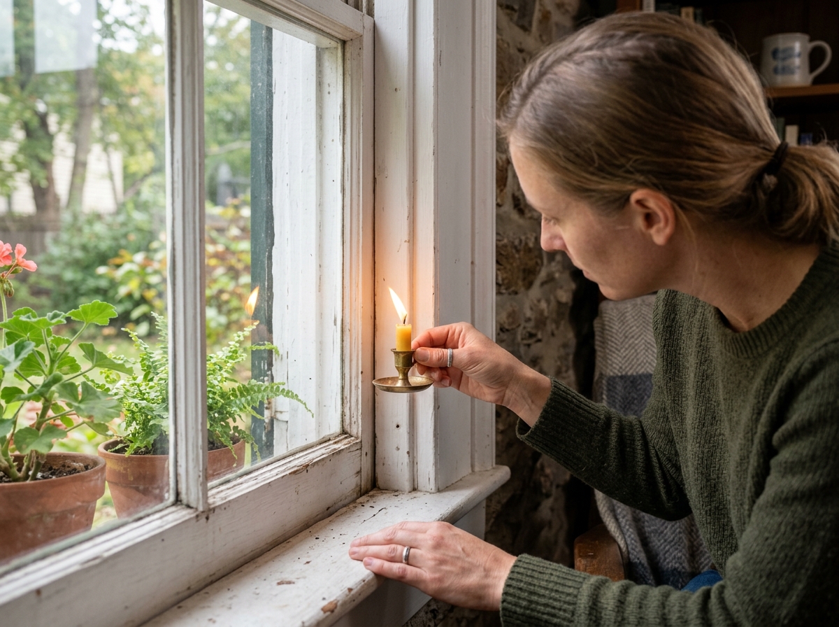 performing the candle test on a wooden sash window frame - draught excluder for wooden windows performing the candle test on a wooden sash window frame - draught excluder for wooden windows