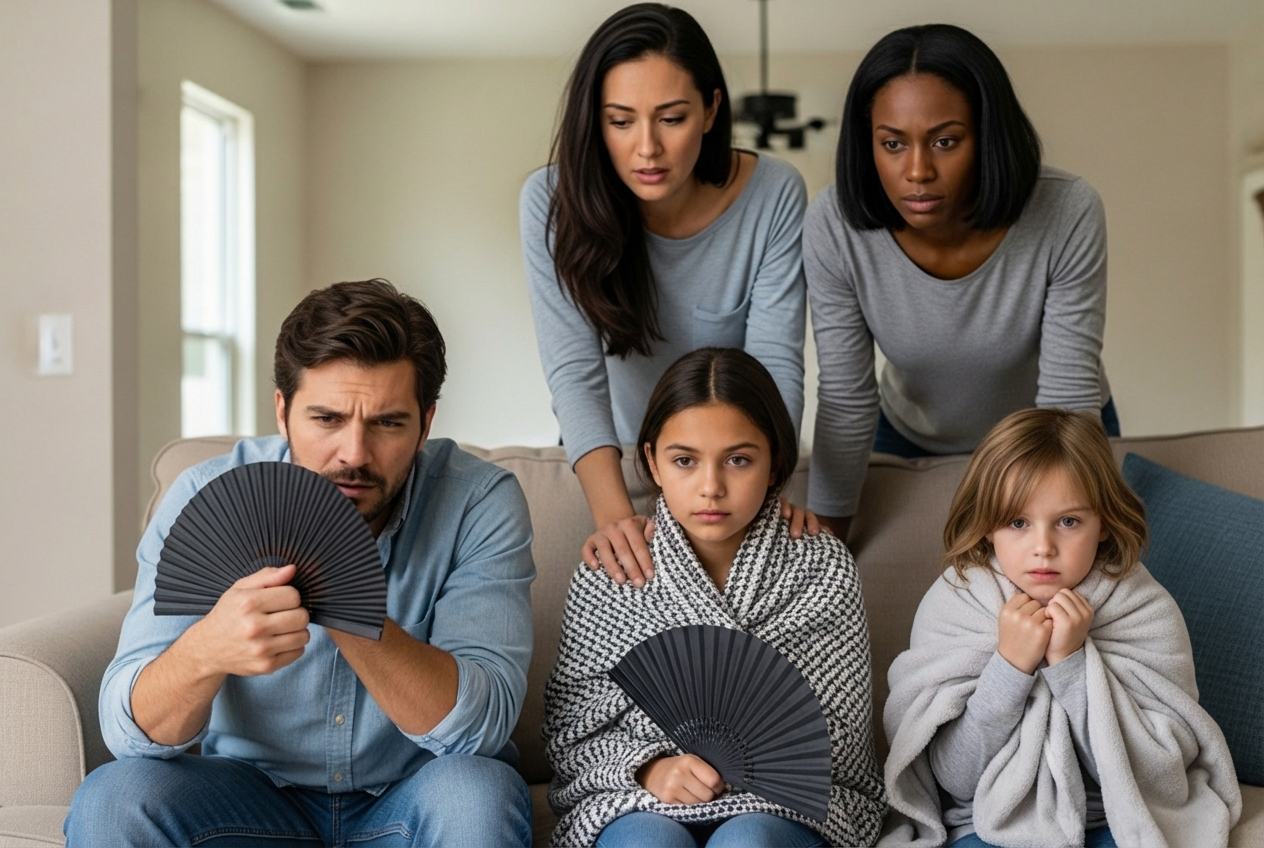 stressed family in uncomfortable home temperature - heat pump installation emergency in sacramento, ca