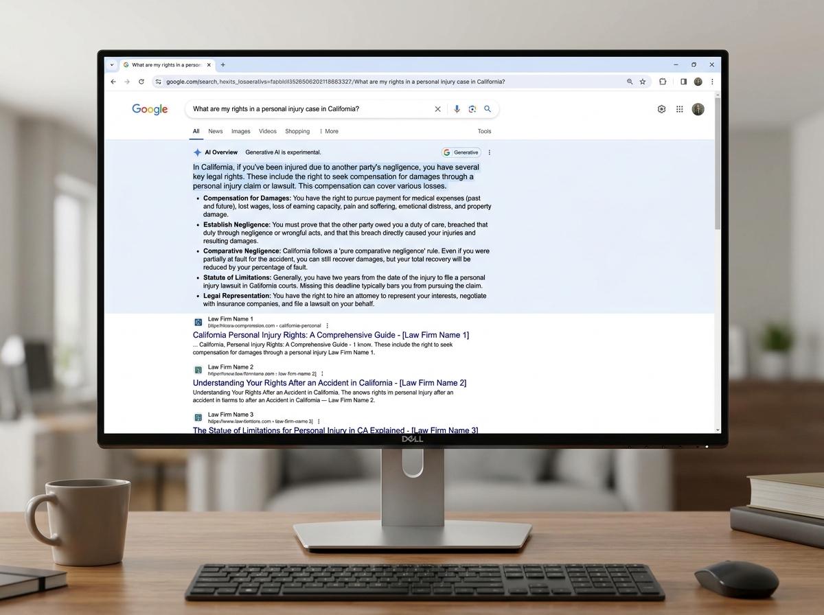 Google AI Overview result for a legal query - how to use ai for your law firms seo Google AI Overview result for a legal query - how to use ai for your law firms seo