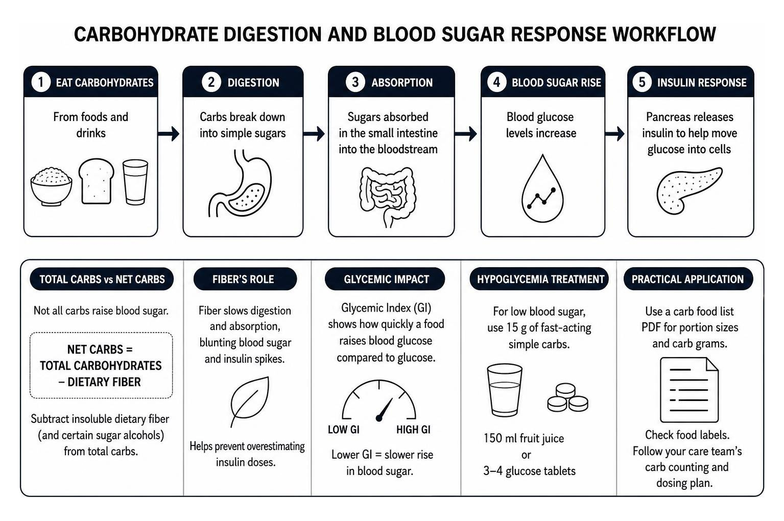 Carbohydrate digestion and blood sugar response workflow