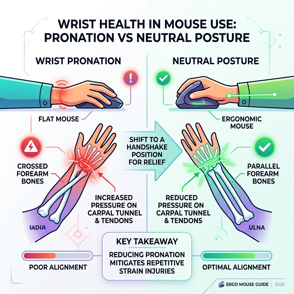 wrist pronation vs neutral posture in ergonomic mouse use infographic - best mouse for bad wrist infographic wrist pronation vs neutral posture in ergonomic mouse use infographic - best mouse for bad wrist infographic
