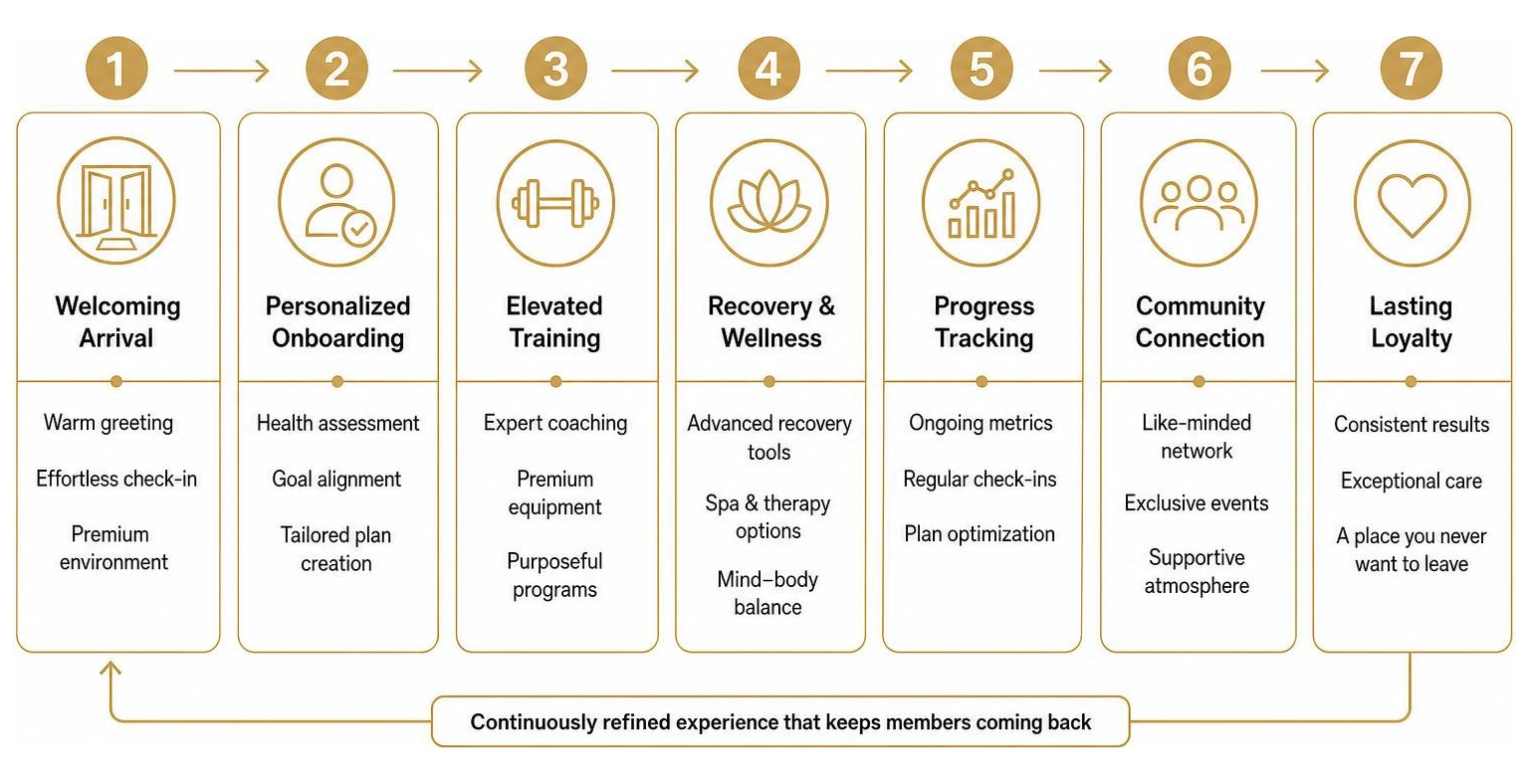 Step-by-step member retention and wellness experience framework