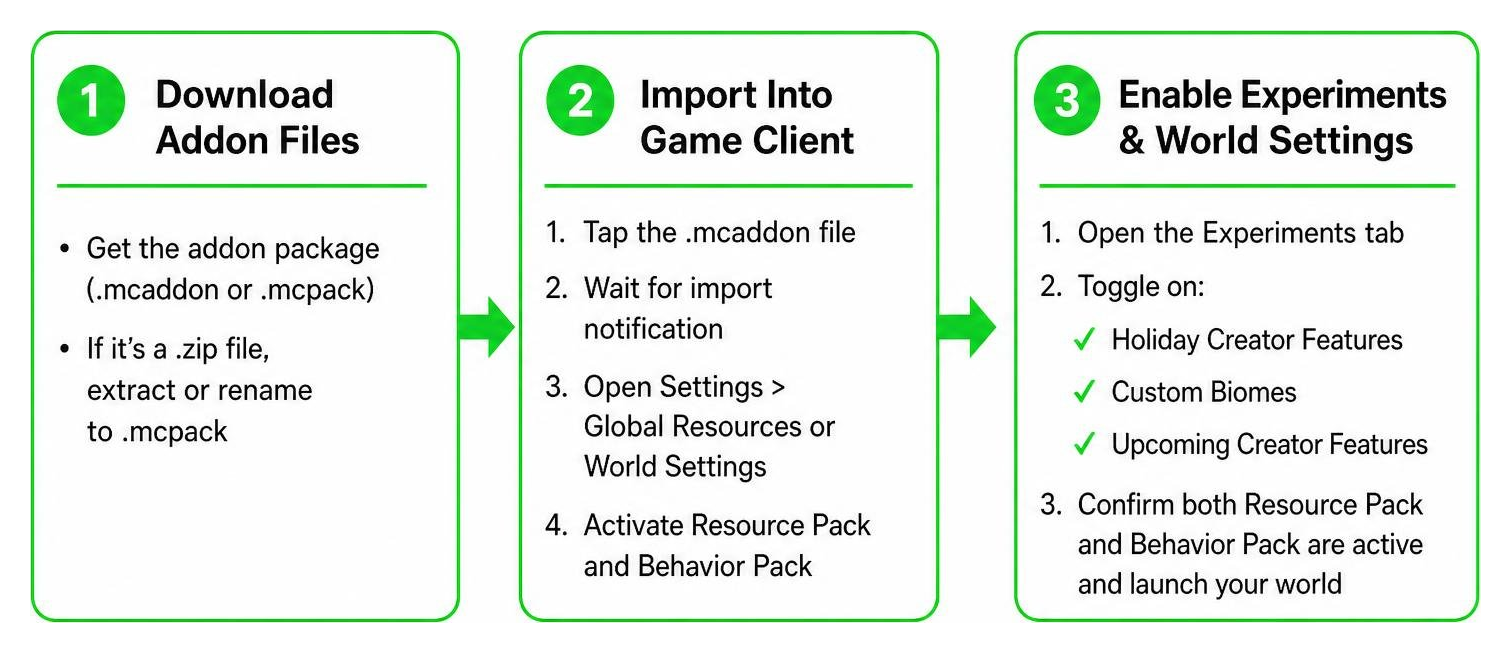 Installation process diagram for Bedrock addons Installation process diagram for Bedrock addons