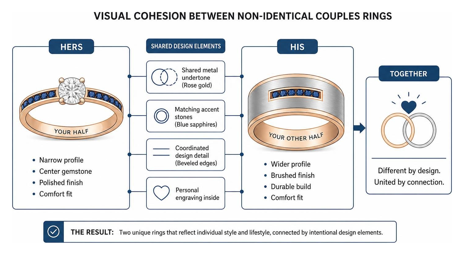 Conceptual diagram showing visual cohesion between non-identical couples rings Conceptual diagram showing visual cohesion between non-identical couples rings