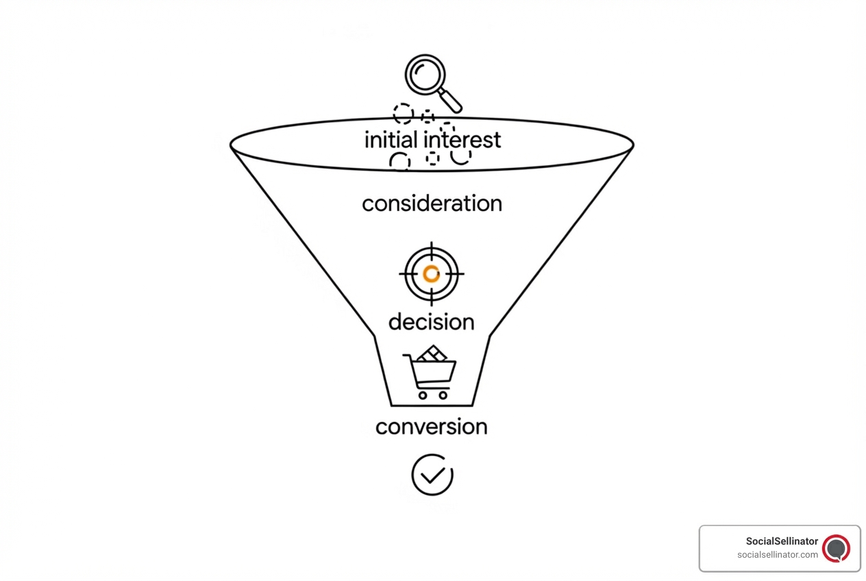 A marketing funnel diagram illustrating the process of Google Ads management, from keyword research to final conversion. - google ad management A marketing funnel diagram illustrating the process of Google Ads management, from keyword research to final conversion. - google ad management