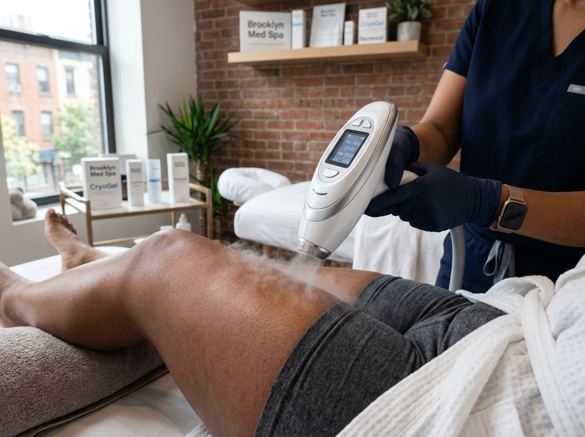 Localized cryo application on the thigh area for skin smoothing - Cryo toning treatments Brooklyn Localized cryo application on the thigh area for skin smoothing - Cryo toning treatments Brooklyn