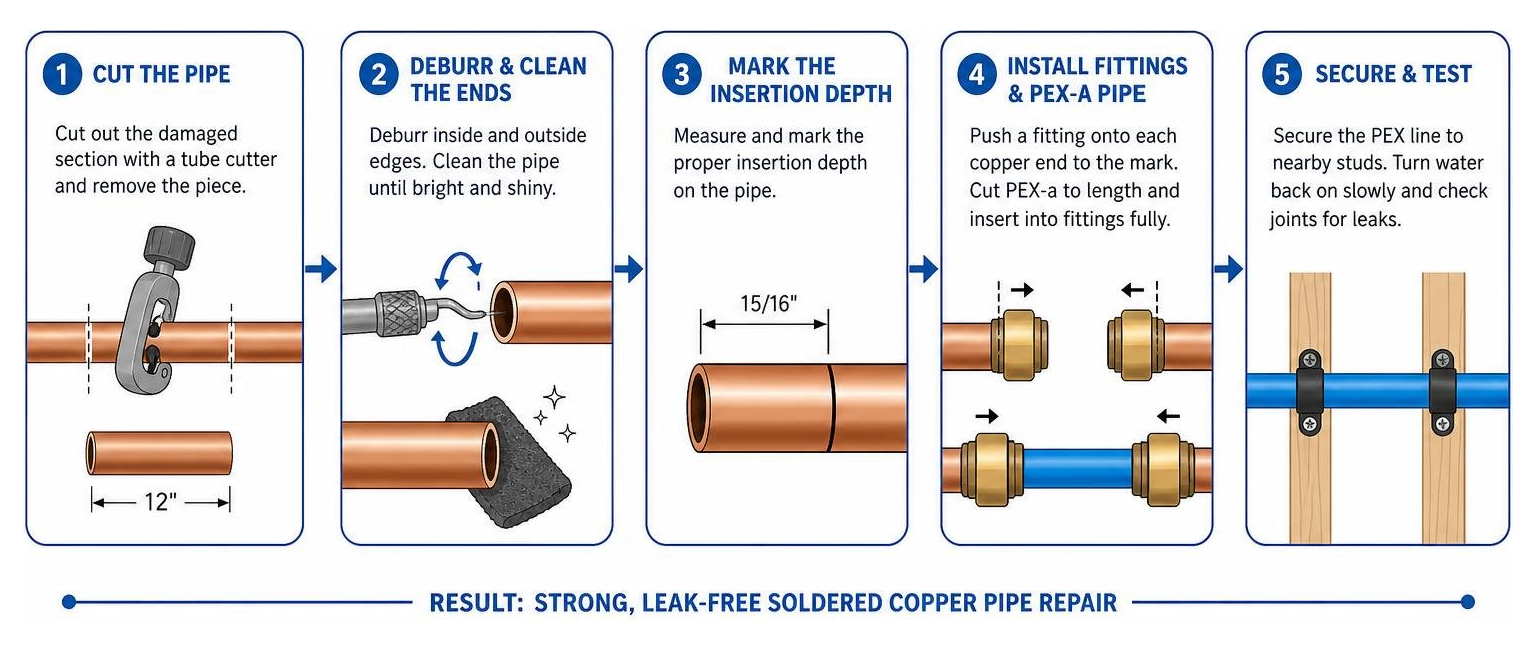 Step-by-step copper pipe soldering process flow
