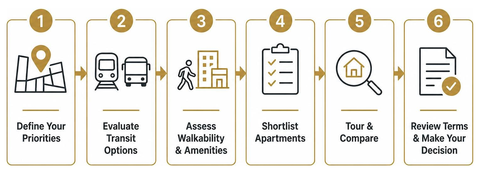 Step-by-step process for choosing the perfect studio apartment based on transit and amenities