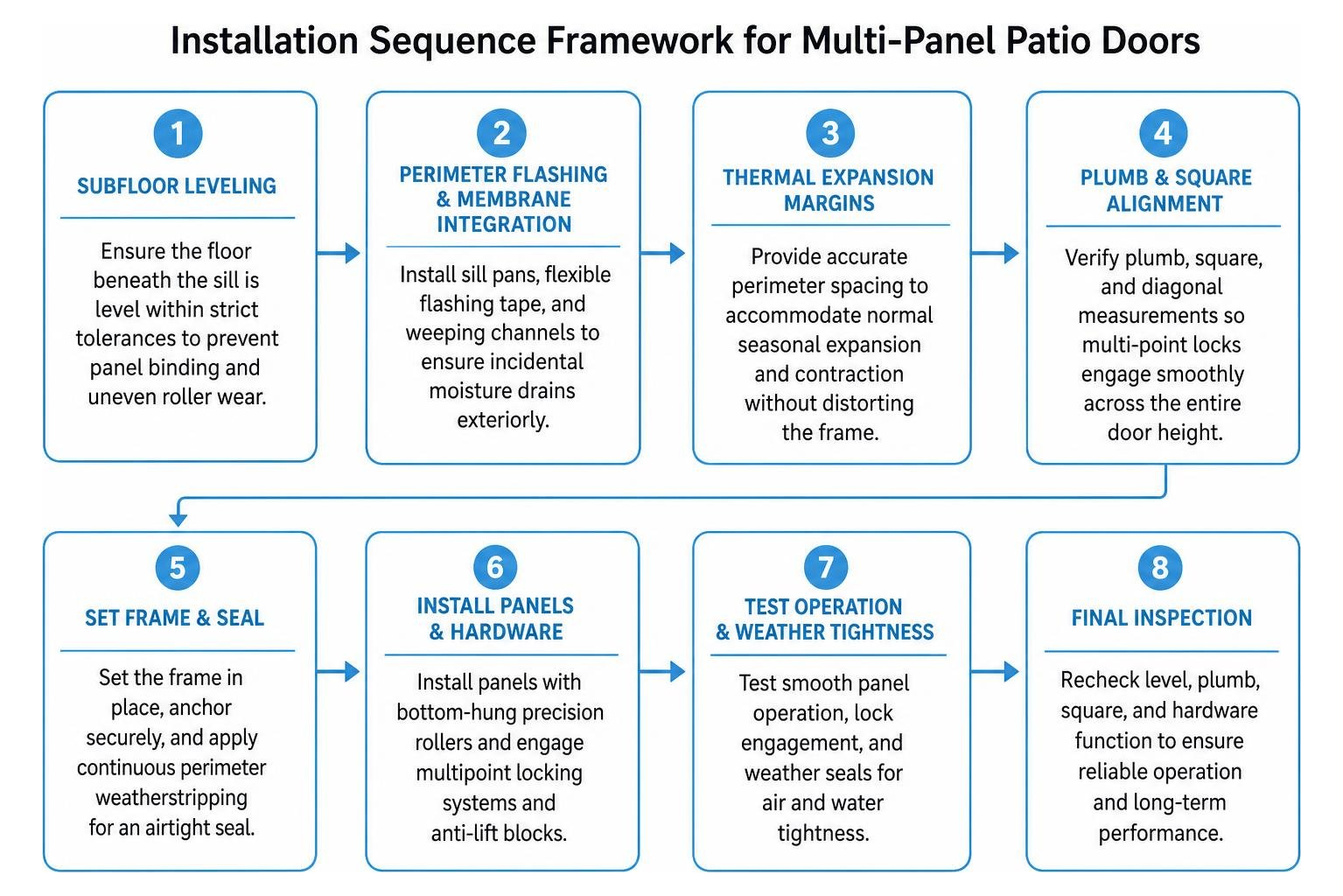 installation sequence framework for multi-panel patio doors