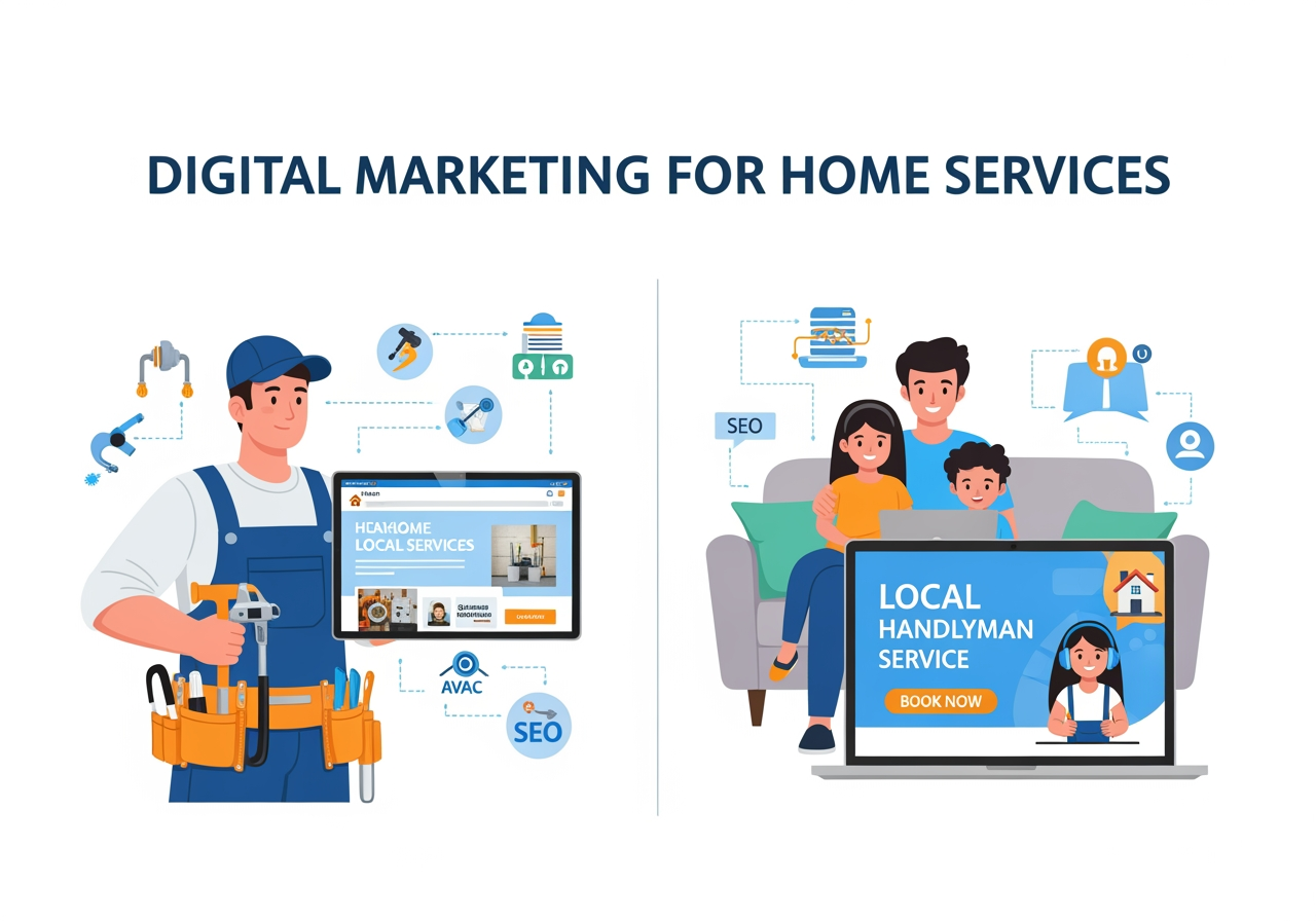 Well-designed home service website on mobile and desktop - Digital marketing for home services