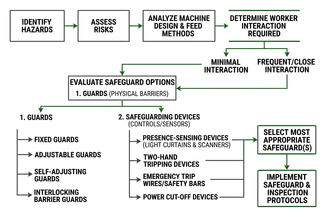 Machine guarding hazard assessment and safeguard selection workflow Machine guarding hazard assessment and safeguard selection workflow