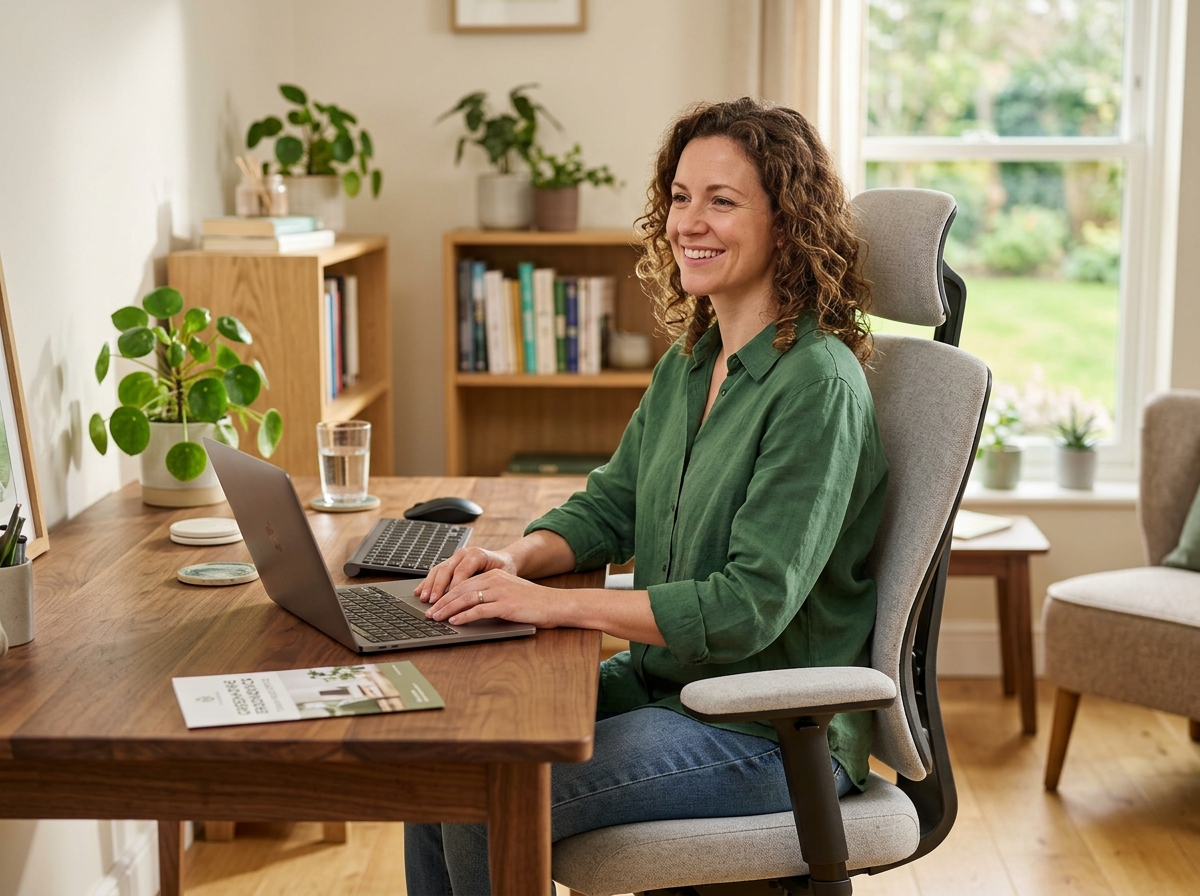 A desk chair showing chemical emissions and off-gassing particles - toxin free ergonomic furniture