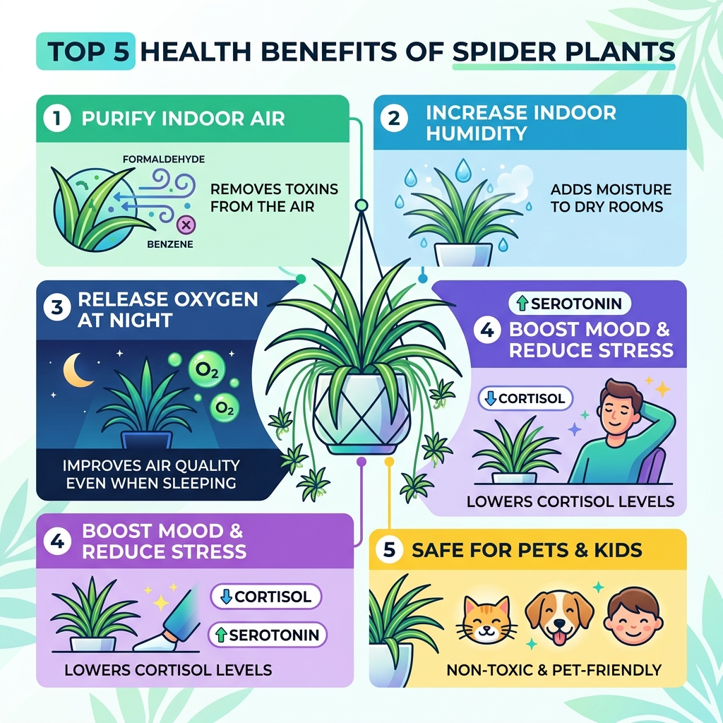 Top 5 health benefits of spider plants infographic - benefits of spider plants infographic Top 5 health benefits of spider plants infographic - benefits of spider plants infographic