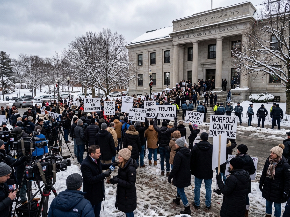 karen read trial outside Norfolk County Superior Court - karen read