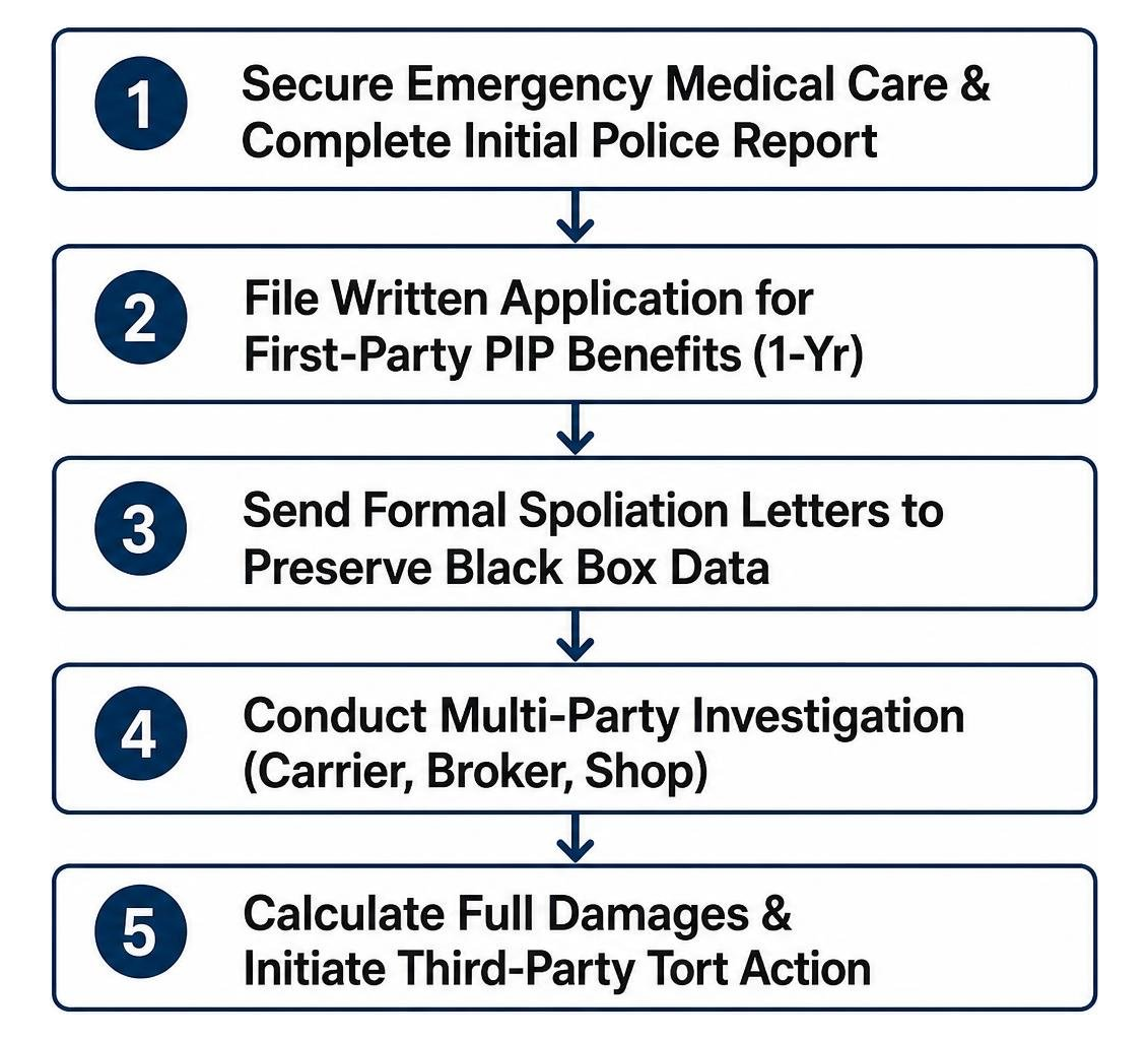 flowchart showing the sequence of steps for filing a truck injury claim flowchart showing the sequence of steps for filing a truck injury claim