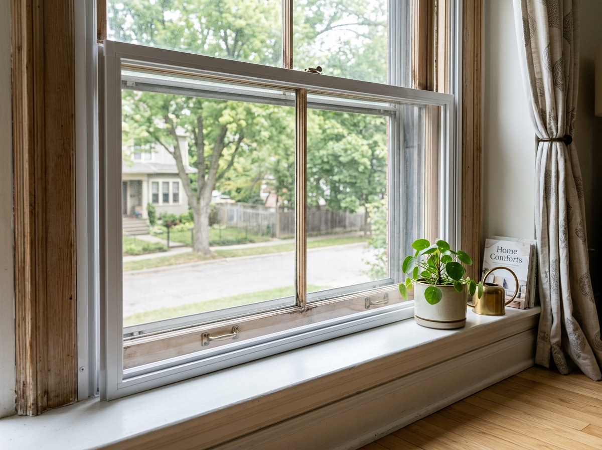 Acrylic sheet installed in a window frame creating a visible air gap - soundproof window inserts diy