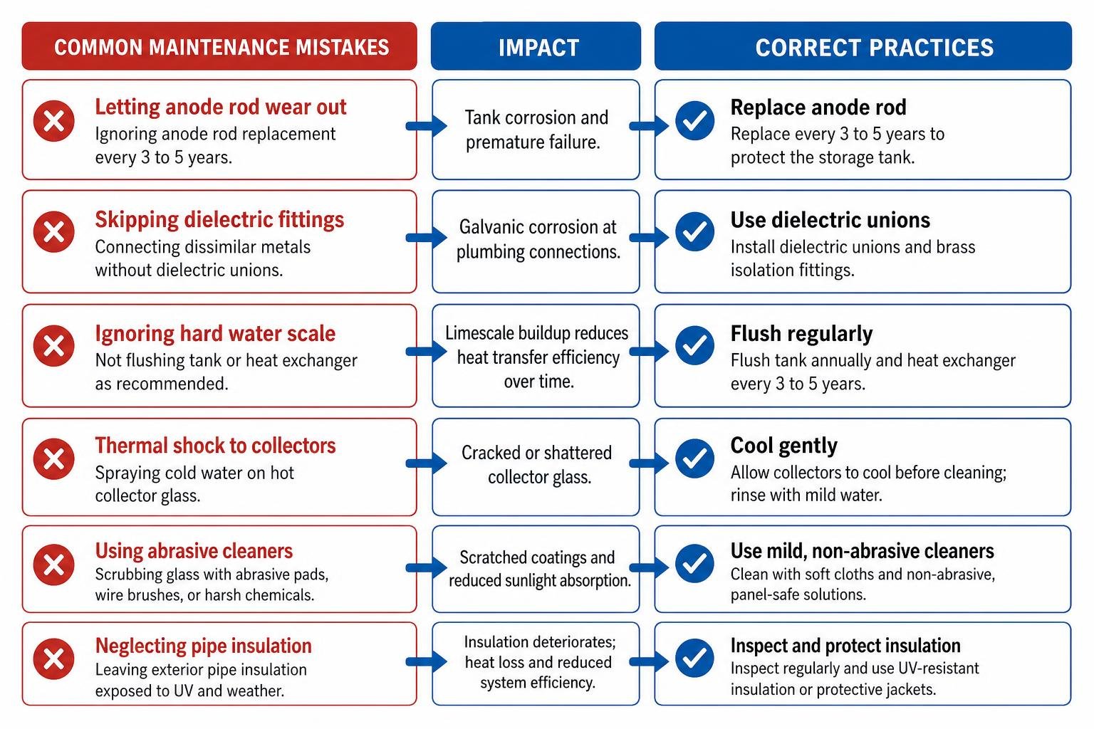 Comparison of common solar maintenance mistakes vs correct practices Comparison of common solar maintenance mistakes vs correct practices