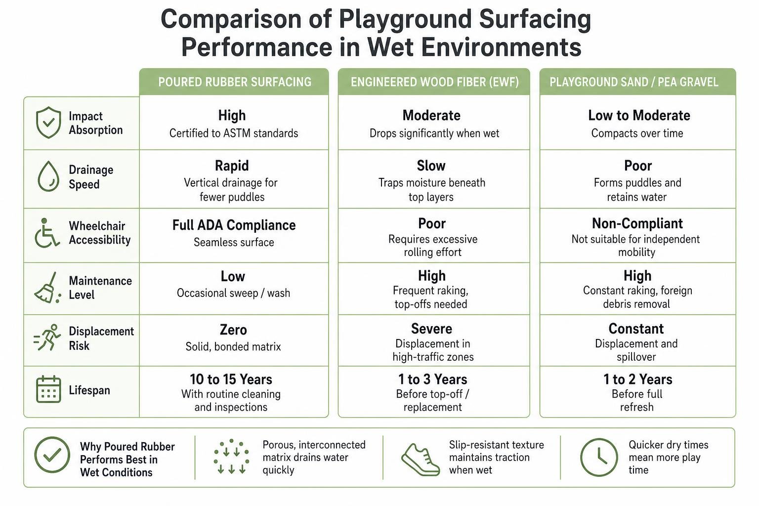 Comparison of playground surfacing performance in wet environments Comparison of playground surfacing performance in wet environments