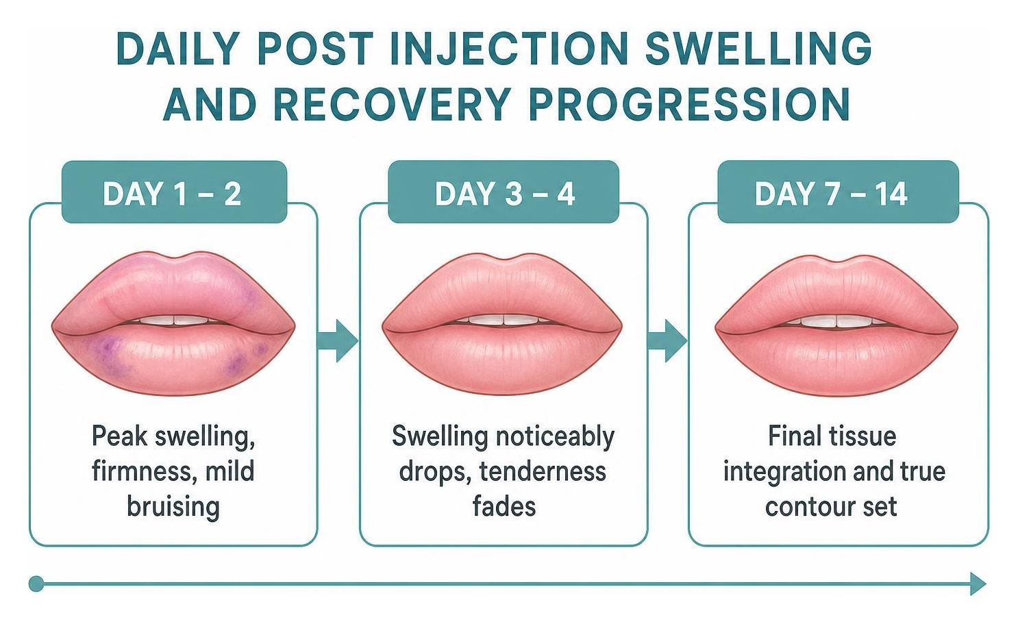 Daily post injection swelling and recovery progression