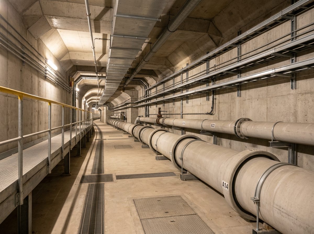 clean, well-maintained commercial sewer system