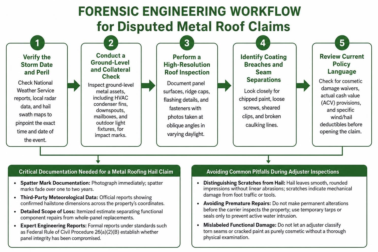Forensic engineering workflow for disputed metal roof claims Forensic engineering workflow for disputed metal roof claims