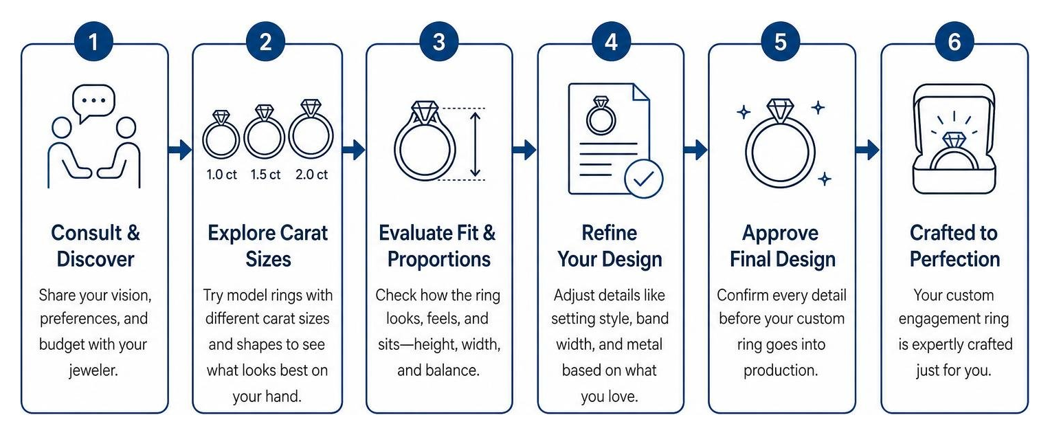 diagram explaining the step-by-step custom ring design process