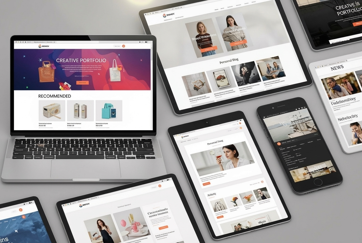Different website types built with CMS - content management system Different website types built with CMS - content management system