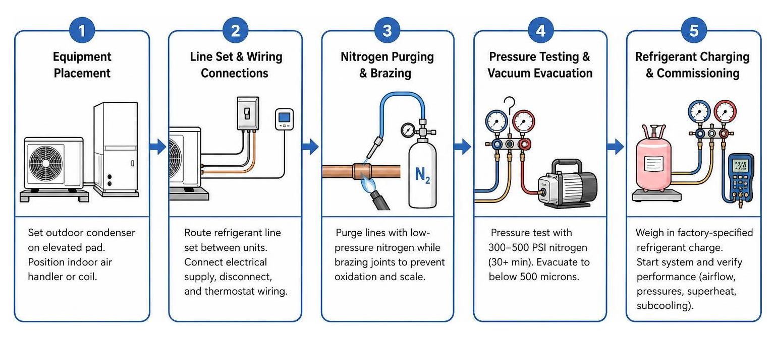 Heat pump installation step-by-step commissioning workflow Heat pump installation step-by-step commissioning workflow
