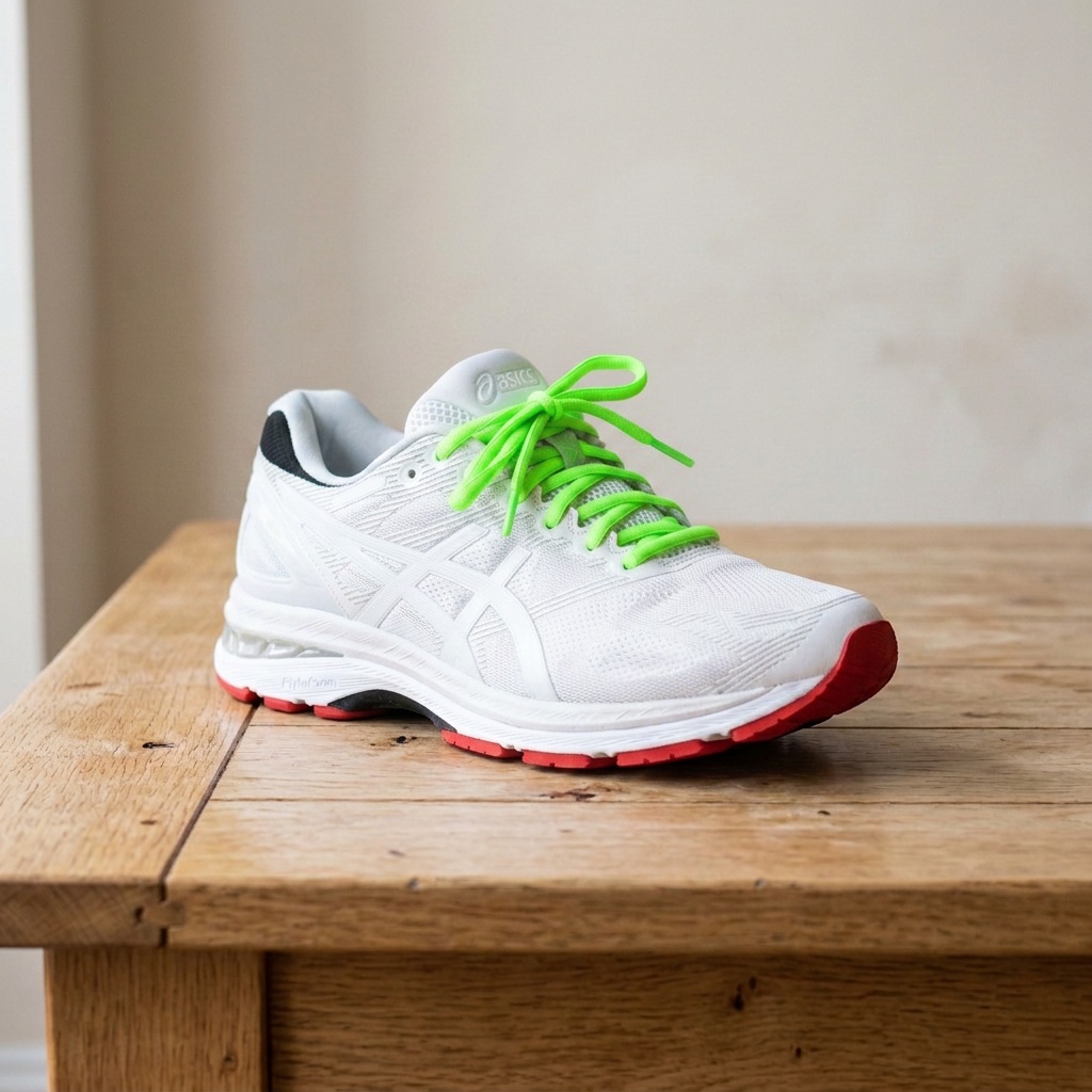 Make the sneaker white with neon green laces
