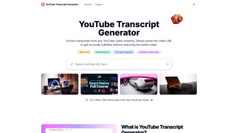 YouTube Transcript Generator preview