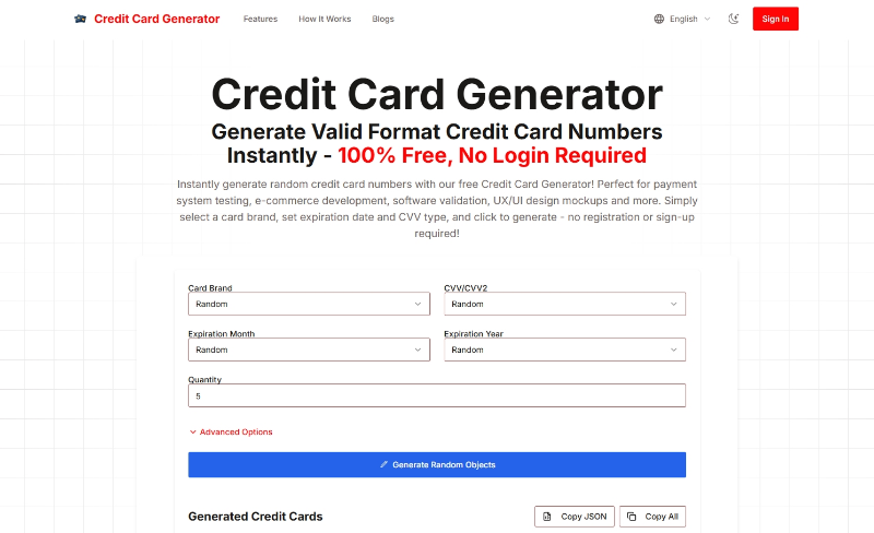 Credit Card Generator preview