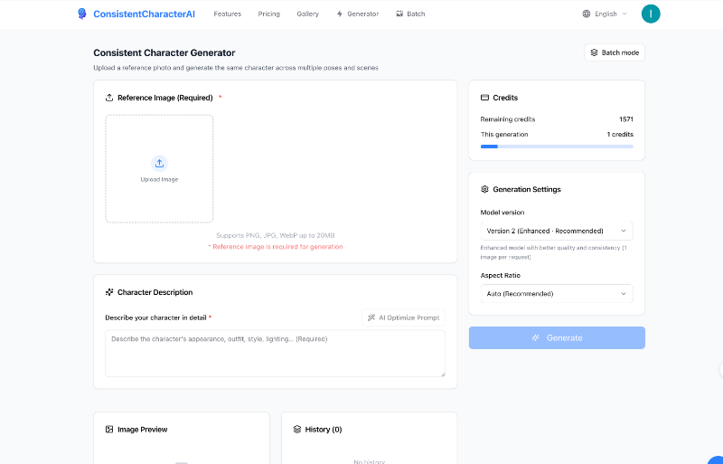 Consistent Character AI