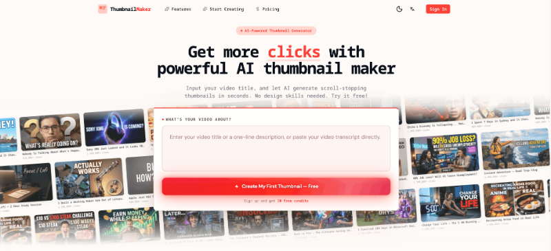 Free AI Thumbnail Maker preview