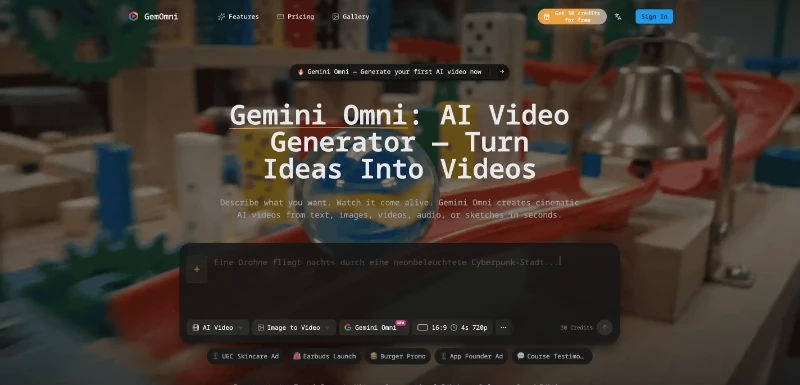 Gemini Omni AI Video Editor preview
