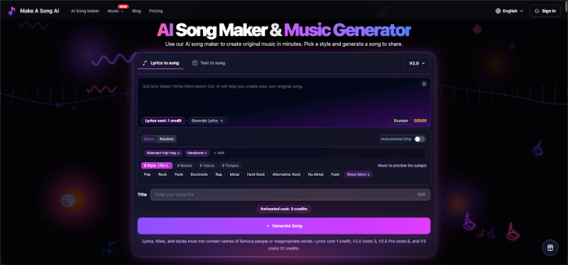 Make A Song AI preview
