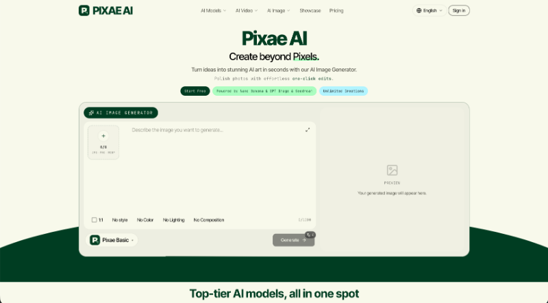 Pixae AI preview
