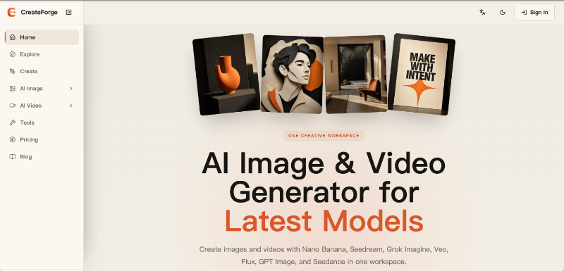CreateForge AI preview
