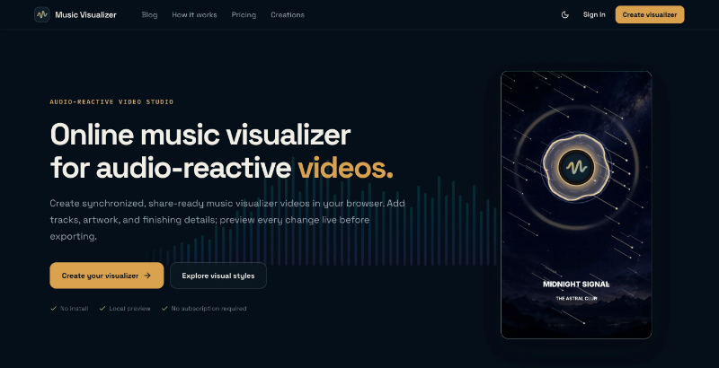 Online Music Visualizer preview