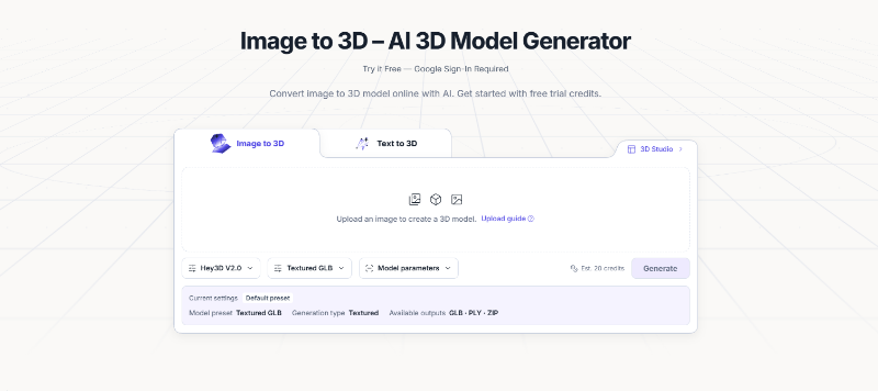 Image to 3D preview