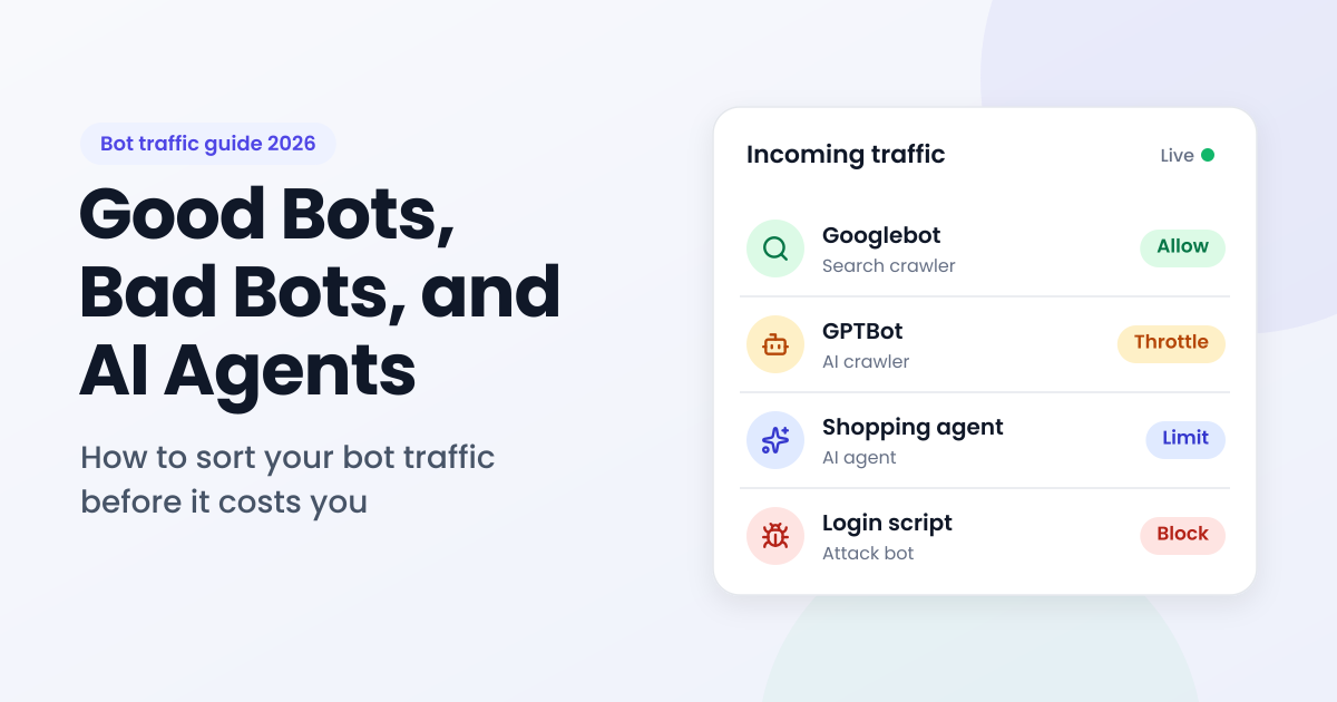 Good bots, bad bots, and AI agents sorted into allow, throttle, limit, and block