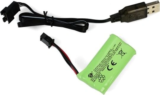 USB-кабель для зарядки та зелена акумуляторна батарея RC-машинки