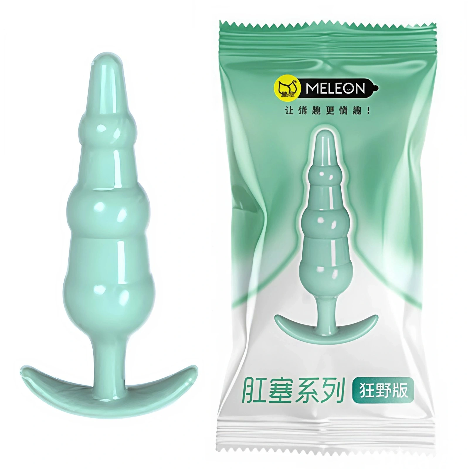 Светло-зелёная многоступенчатая пробка MELEON Butt Plug Wild с упаковкой