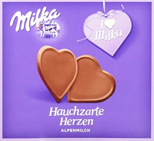 Упаковка Milka Hauchzarte Herzen с декоративной биркой I love Milka