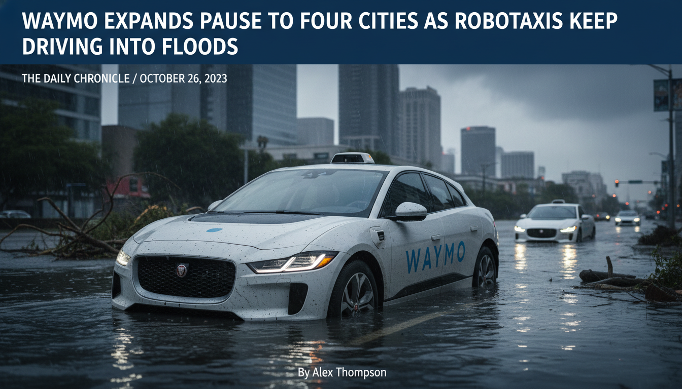 Waymo expands pause to four cities as robotaxis keep driving into floods
