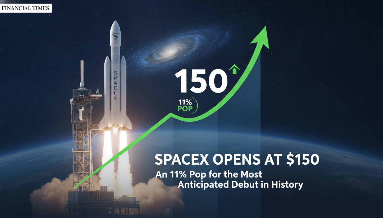 SpaceX opens at $150, an 11% pop for the most anticipated debut in history