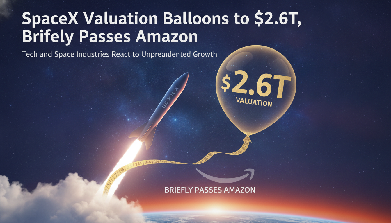 SpaceX valuation balloons to $2.6T, briefly passes Amazon